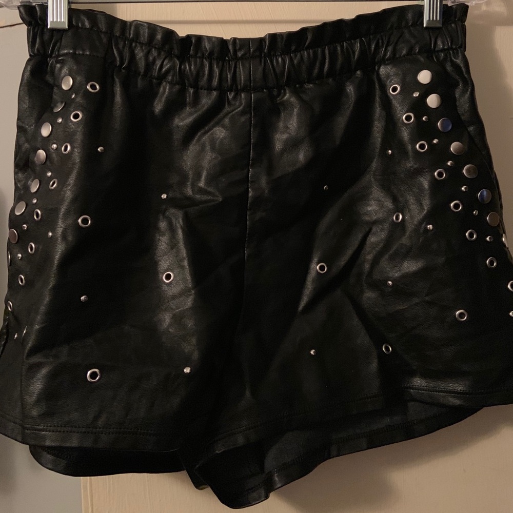 Black pleather shorts